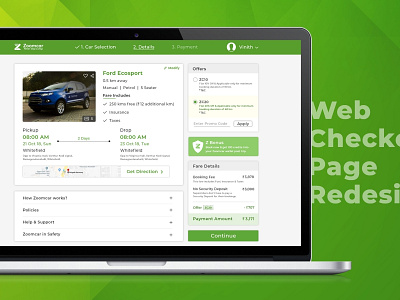 Zoomcar - Checkout Webpage Concept