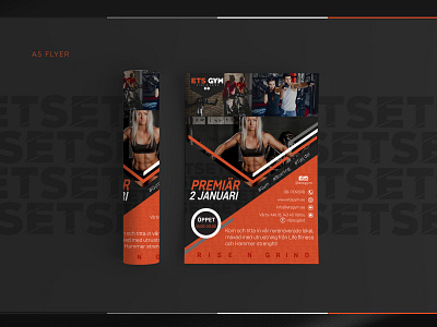 ETS GYM - A5 FLYER a5 flyer brand identity branding business card design gym logo illustration logo logo design logodesign logomark logotype new print print material print materials style typography vector web design