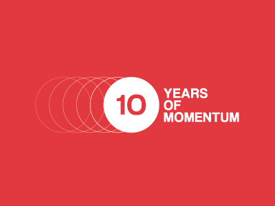 Ten Years circular clean helvetica logo momentum motor movement red simple