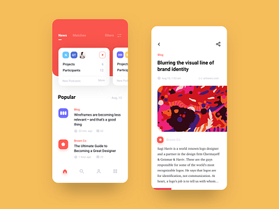 News account art article illustration ios mobile app news onboarding podcasts share