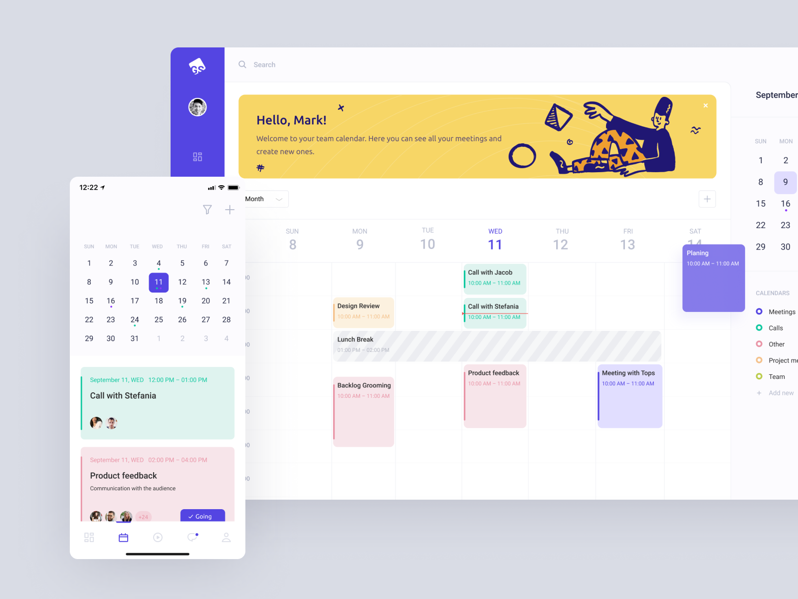 Calendar by Mari Bogatova on Dribbble