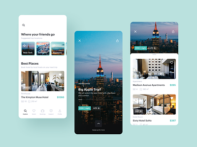 Booking app apartment booking cards hotel app hotel booking instagram ios location mobile app navigation new york onboarding profile rating room rent share stories story support uxdesign