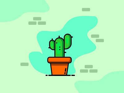 Cute Cactus design flat icon illustration logo vector