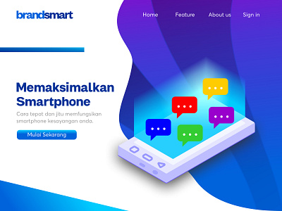 Smartphone Landing Page app branding design flat illustration logo mobile ui ux vector web website
