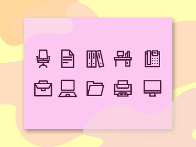 Office Icon Set app brand branding design flat icon iconography icons identity illustration ios logo minimal minimalist mobile ui ux vector web website