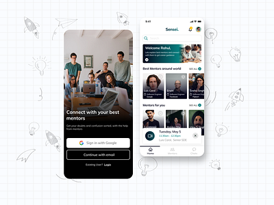 Sensei : Mentorship app UI | Connect with you mentors app black design figma gradient login mentor mentorship mobile sensei signup ui ux ux design