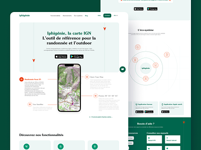 Iphigénie — Website — Cartographic application app application cartographic hiking homepage mobile outdoors ui webdesign website