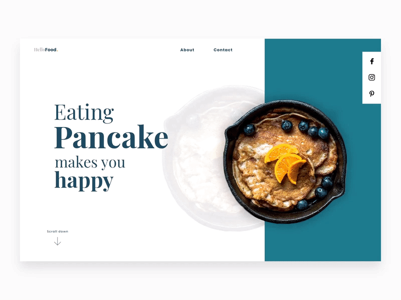 Hellofood. Website animation blue fruits homepage pancake red ui design waffles webdesign website