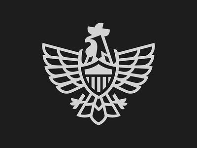 Rooster shield 3 eagle flat line logo rooster shield vector vector illustration