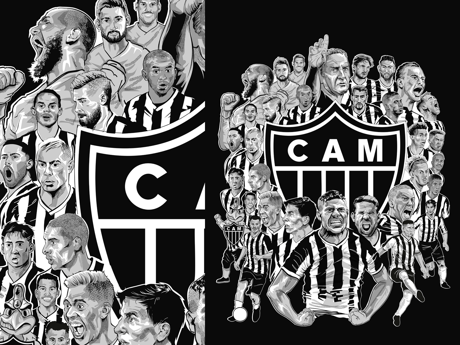 Galo - Atlético Mineiro atletico cam champion composition football futebol galo gig poster illustration portrait poster soccer t-shirt vector