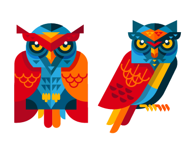 owls 2 animal art color olw vector