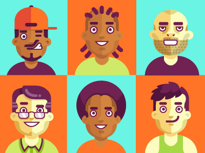 avatars avatar character color design faces flat shapes