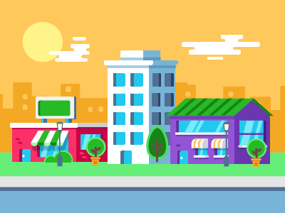 buildings city color design flat flatdesign vector video