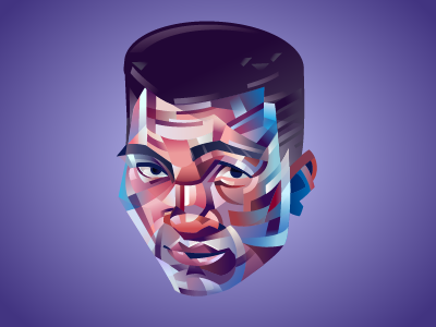 Muhammad Ali boxe cassius colorfull fight flat grey portrair purple vector