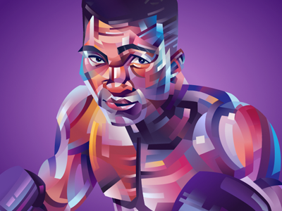 Muhammad Ali boxe cassius colorfull fight flat grey portrait purple vector