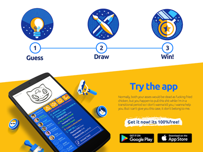 Print app blue colorful design draw promo vector website yellow