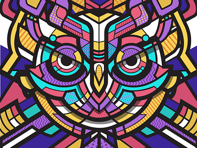 Colorful Owl bold color colorful design lines pattern print shape vector