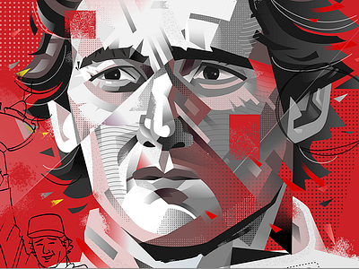 Ayrton Senna color colorful design dots flat portrait red shapes vector vector art
