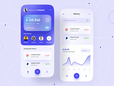 Mobile Banking and Finance App UI app bank bank app checkout finance app graph manage payment mobile app design online banking payment history payment list payment record ui ux