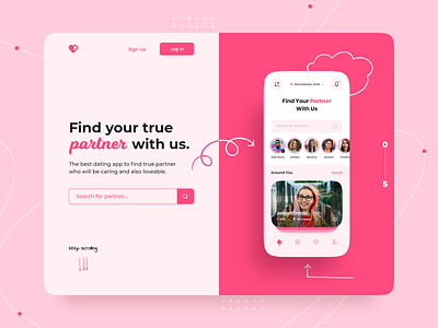 Dating Web and App UI animated gif illustration branding design ui dating logo chatting bumble tinder dating app design dating website datingapp dating app dating