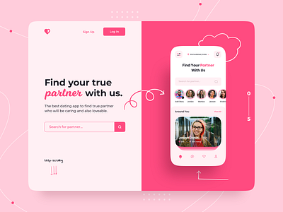 Dating Web and App UI animated gif branding bumble chatting dating dating app dating app design dating logo dating website datingapp design illustration tinder ui