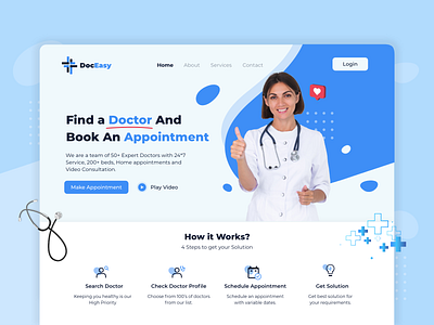 Doctor Appointment Booking Web UI big fonts blue web doctor app doctor appointment doctor booking app healthcare medical medical app medical appointment booking app oneclickitconsultancy online doctor app online treatment patient app ui ux web ui