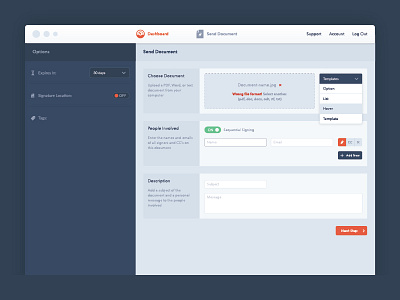 Dashboard for online document signing, part 2 app app design dashboard document management documents information architecture interface interface design signature ui