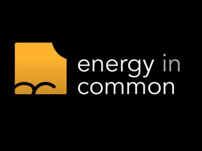 Logo: Energy in Common avenir black chennai clean energy non profit orange