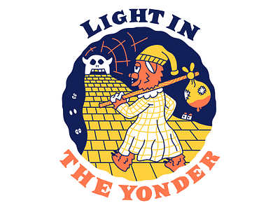 Light in the yonder cartoon hand drawn illustration line