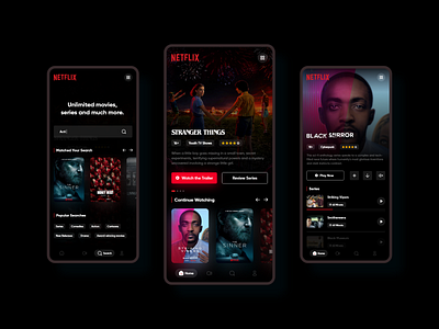 Movie Streaming App app application black design mobile movie red ui