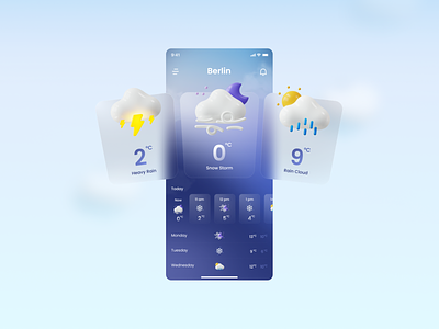 Weather App 3d app branding design illustration ux vector weather