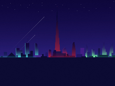 Dubai city night-line clean creativity design flat flat designs graphic design illustration illustrator minimal vector