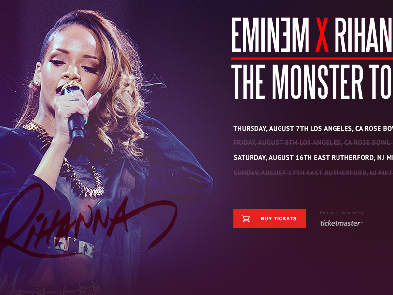 Eminem & Rihanna Ticketmaster Tour by Jonathan Kelley 👋 on Dribbble