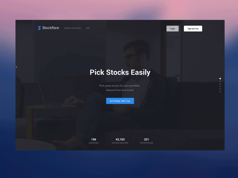 Stockflare's New Landing Page animation clean gif user interface web website