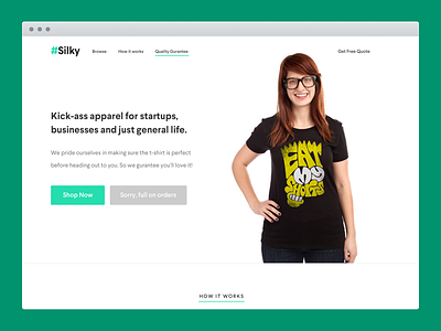 #Silky Landing Page bright landing silky startup t shirts ui ux