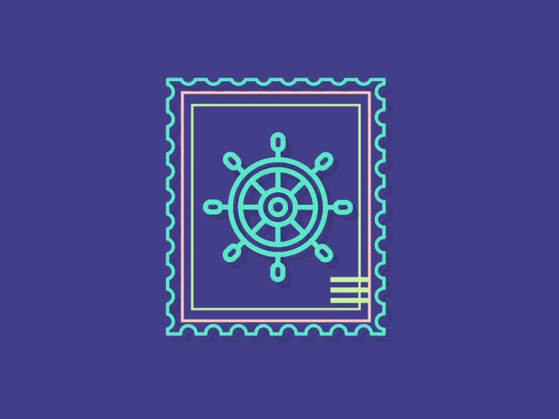 Stamp loop after effects. 2d animation flat gif loop sailor sea stamp