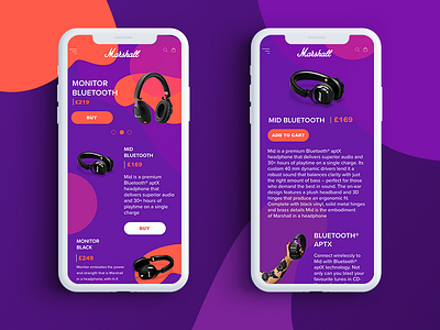 Redesign - Marshall headphones adobexd design headohones material orange ui ux violet