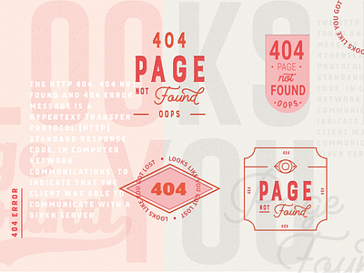 404 Error Page | Typography 404 404error badge calligraphy composition design flat halftone illustration logos pink typography vector vintage