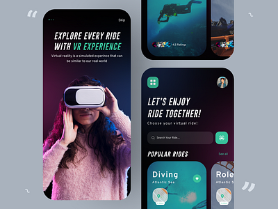 VR Experience App 3d app app design app ui dark dark ui ui ux virtual app virtual reality vr vr app