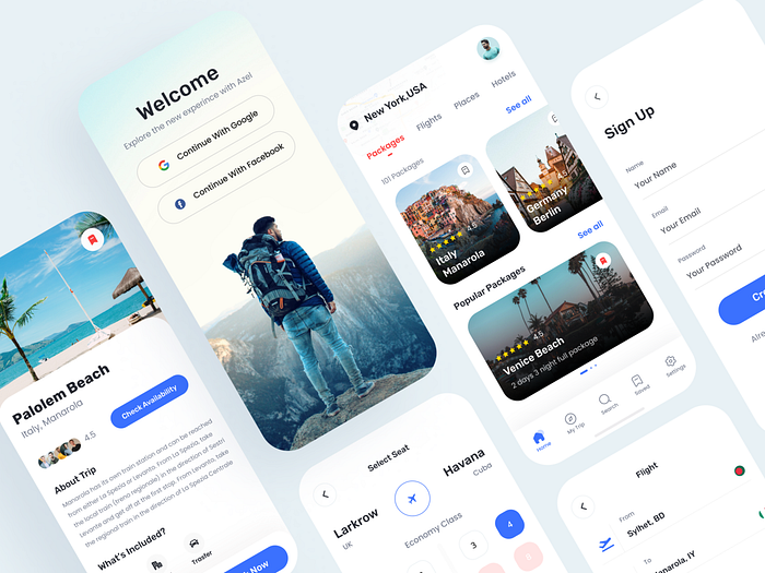 Booking App UI Kit by Adom for UIHUT - UI UX Design Agency on Dribbble