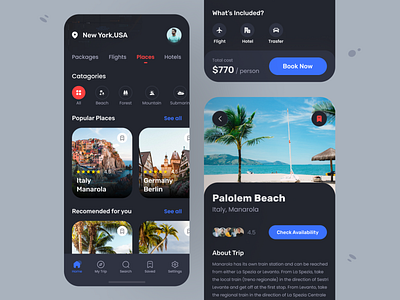 Booking App UI Kit - Dark UI