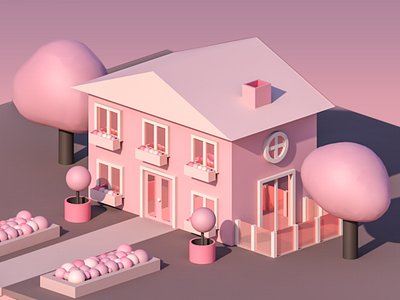 Pink home 3d c4d city conception home house illustration isométrique photoshop pink vecteur
