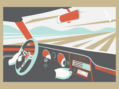 Car car drive flat illustration road vector