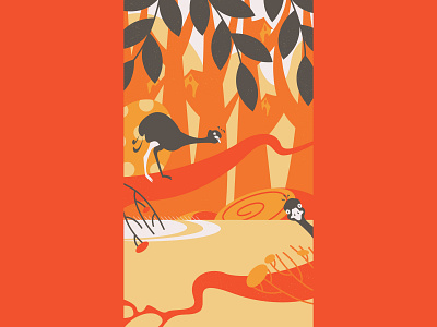 Ostriches flat illustration ostrich vector