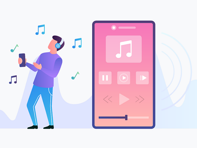 Listening Music illustration flat icon illustration modern music