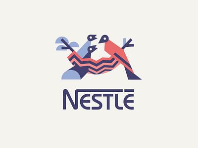 Nestle Logo in Bauhaus Style bauhaus bird branding famous geometric geometry illustration logo logo design nestle rebranding shapes