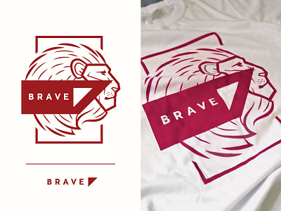 BRAVE T-shirt Design #01910A animal brave design geometric geometry head illustration lines lion maroon shirt t shirt tiger tshirt