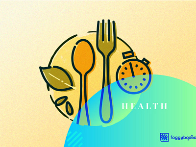 Health Value #01914A branding circle food fork health icon illustration leaf line art lines simple spoon timer value values