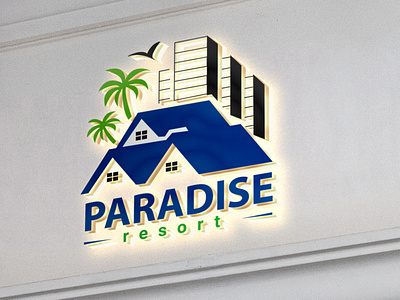 Paradise Resort Logo. beach brand branding business clean company design flat icon identity logo logo design minimal oceano palm re brand resort resort logo typography ui