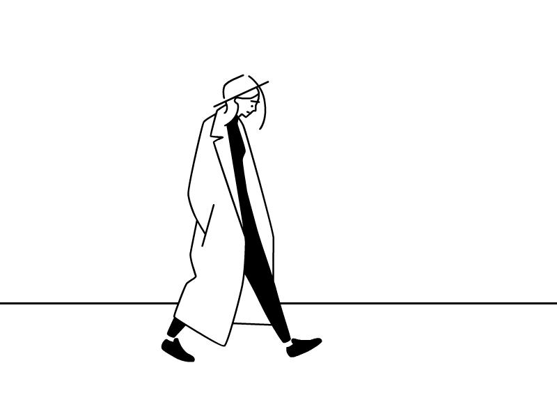 walking girl animate cc animation black white illustration